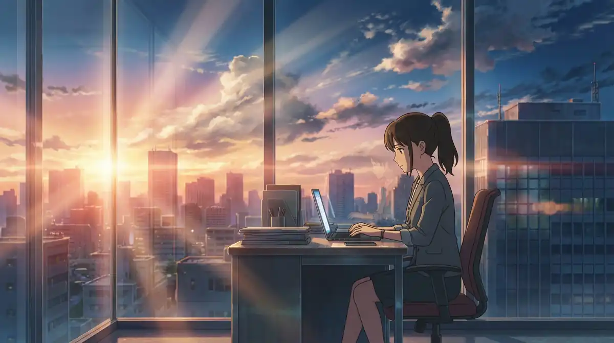 Makoto Shinkai Anime Style Blog Images - Person Working