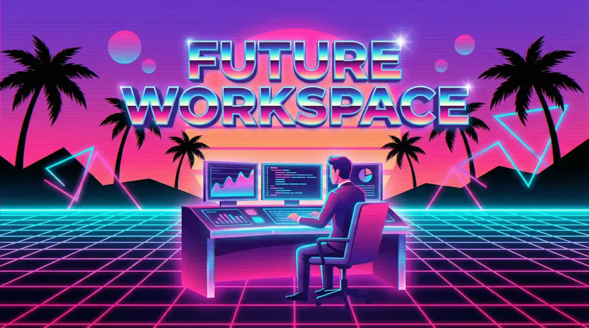 Synthwave 80s Retro Blog Images - Person Working